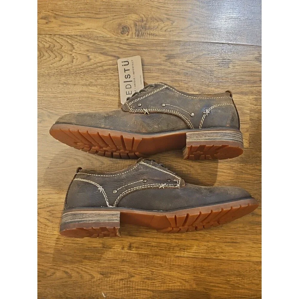 NWT Bed Stu Dupont Men's Size 8.5 Brown Distressed Leather Lace Up Oxford Shoes